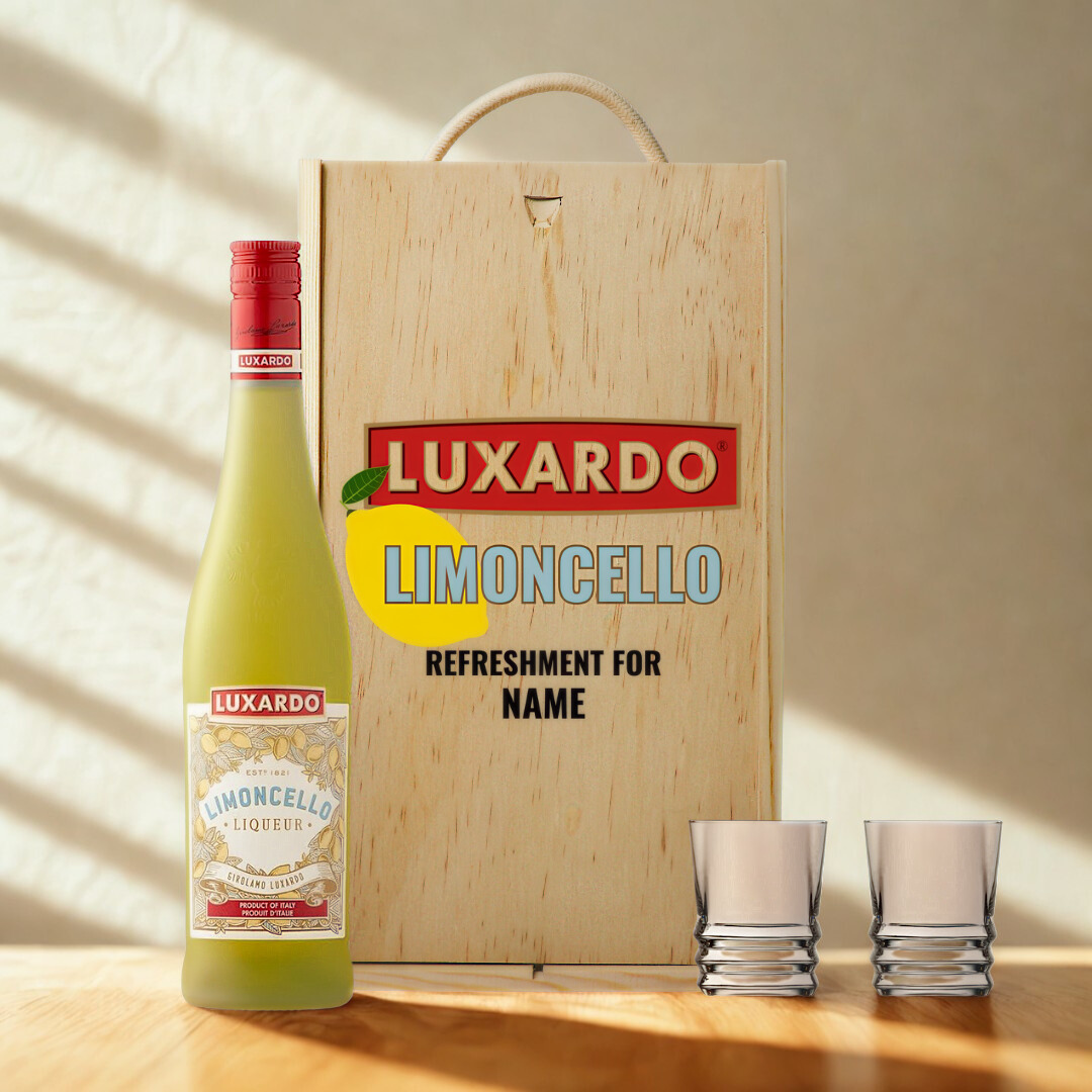 Personalised Luxardo Limoncello Gift Set With Shot Glasses - 70cl (27% ABV)