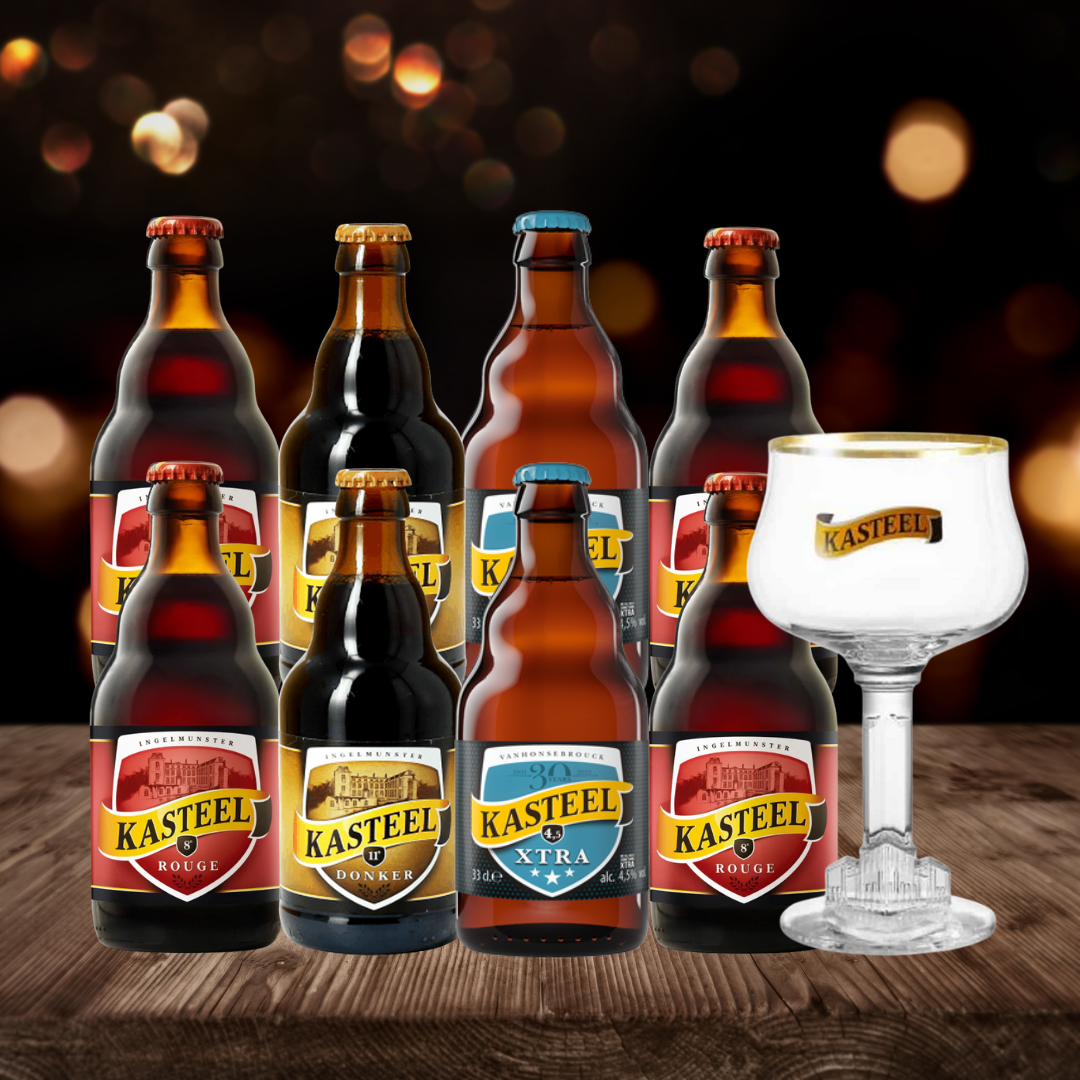 Kasteel Belgian Beer Mixed Case with FREE Kasteel Glass (8 Pack)