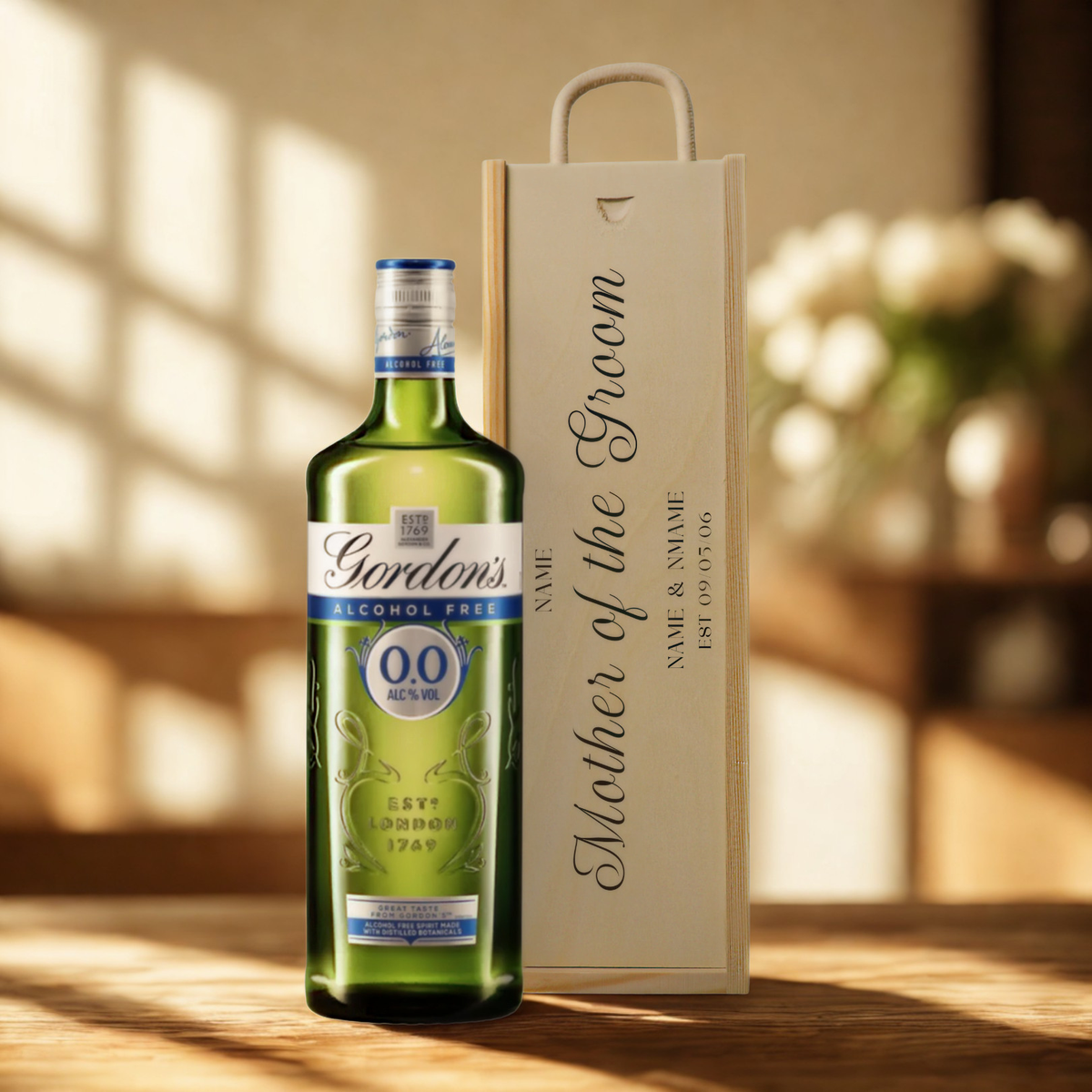 Personalised Mother of The Groom Gin Gift Set with Wooden Presentation Box