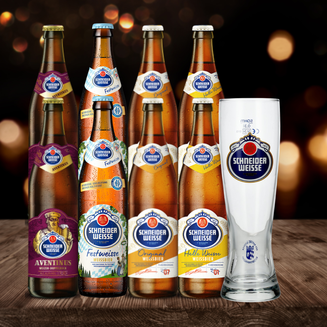 Schneider Weisse Mixed Case with FREE Schneider Weisse Glass (8 Pack)