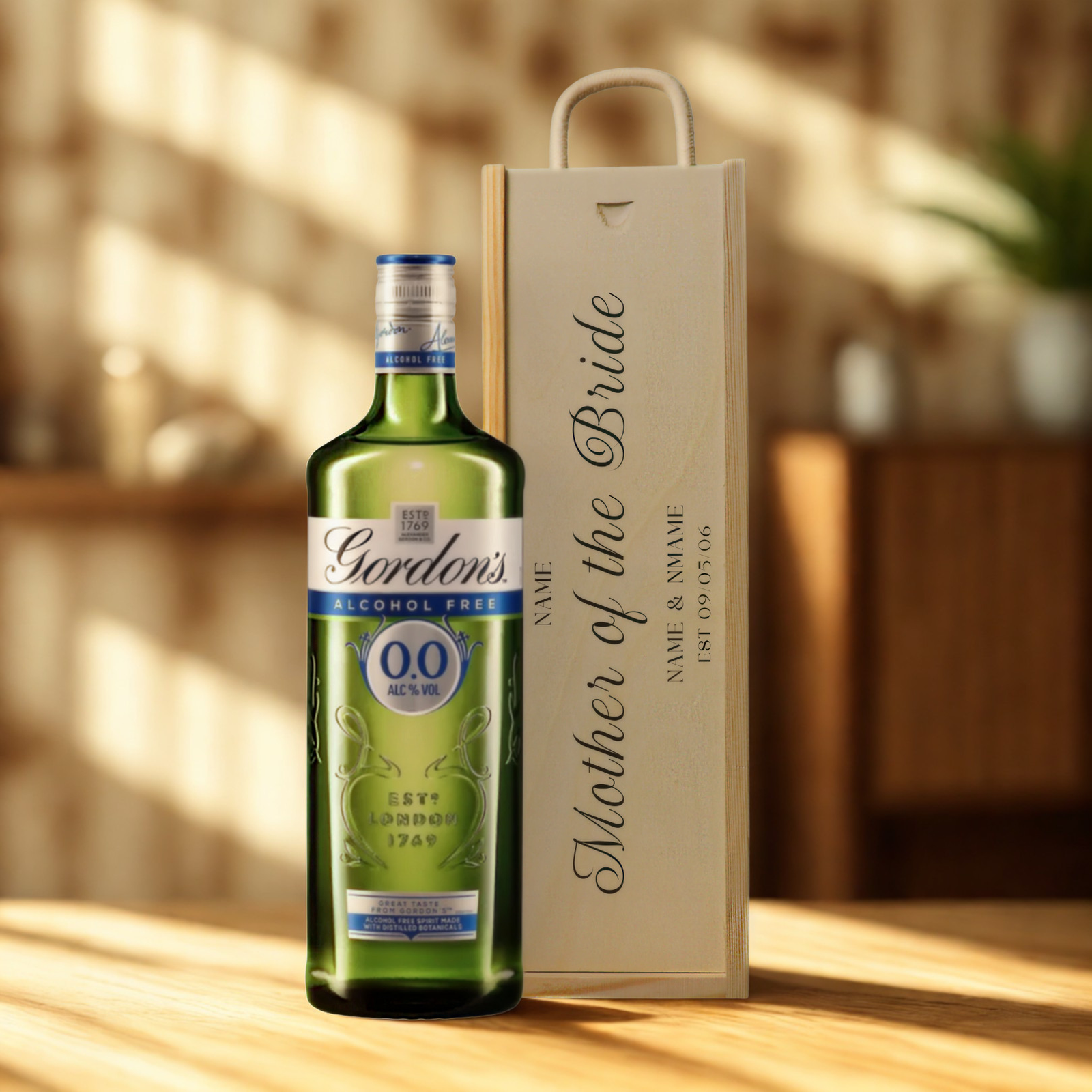 Personalised Mother of The Bride Gin Gift Set with Wooden Presentation Box