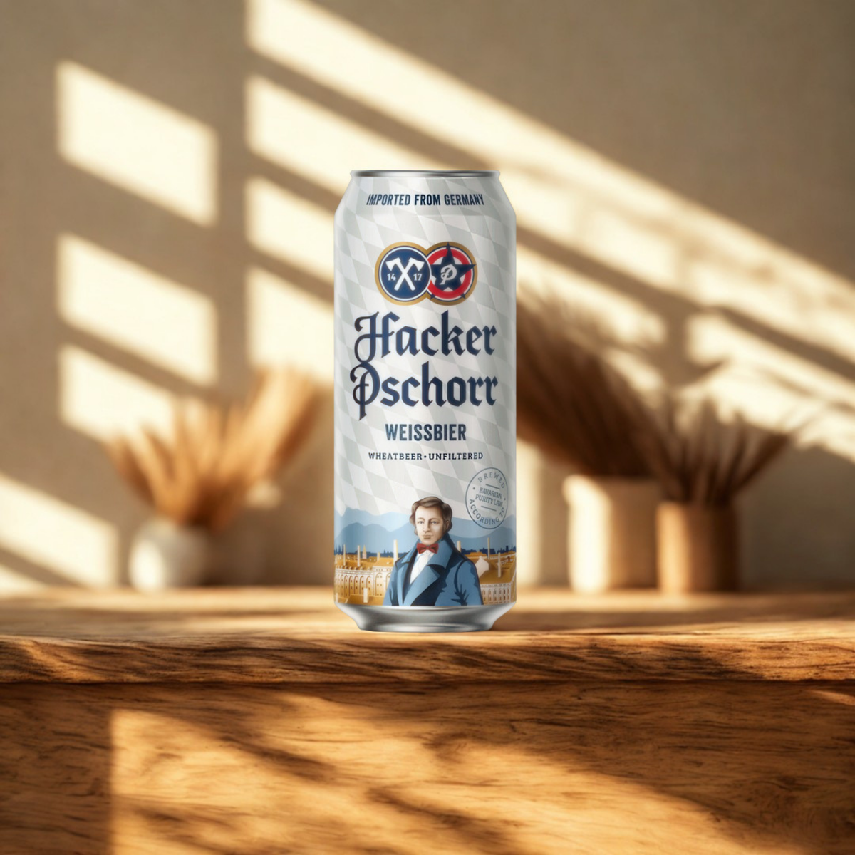 Hacker Pschorr Hefe Weissbier German Wheat Beer 500ml Cans - 5.5% ABV (Multipack)