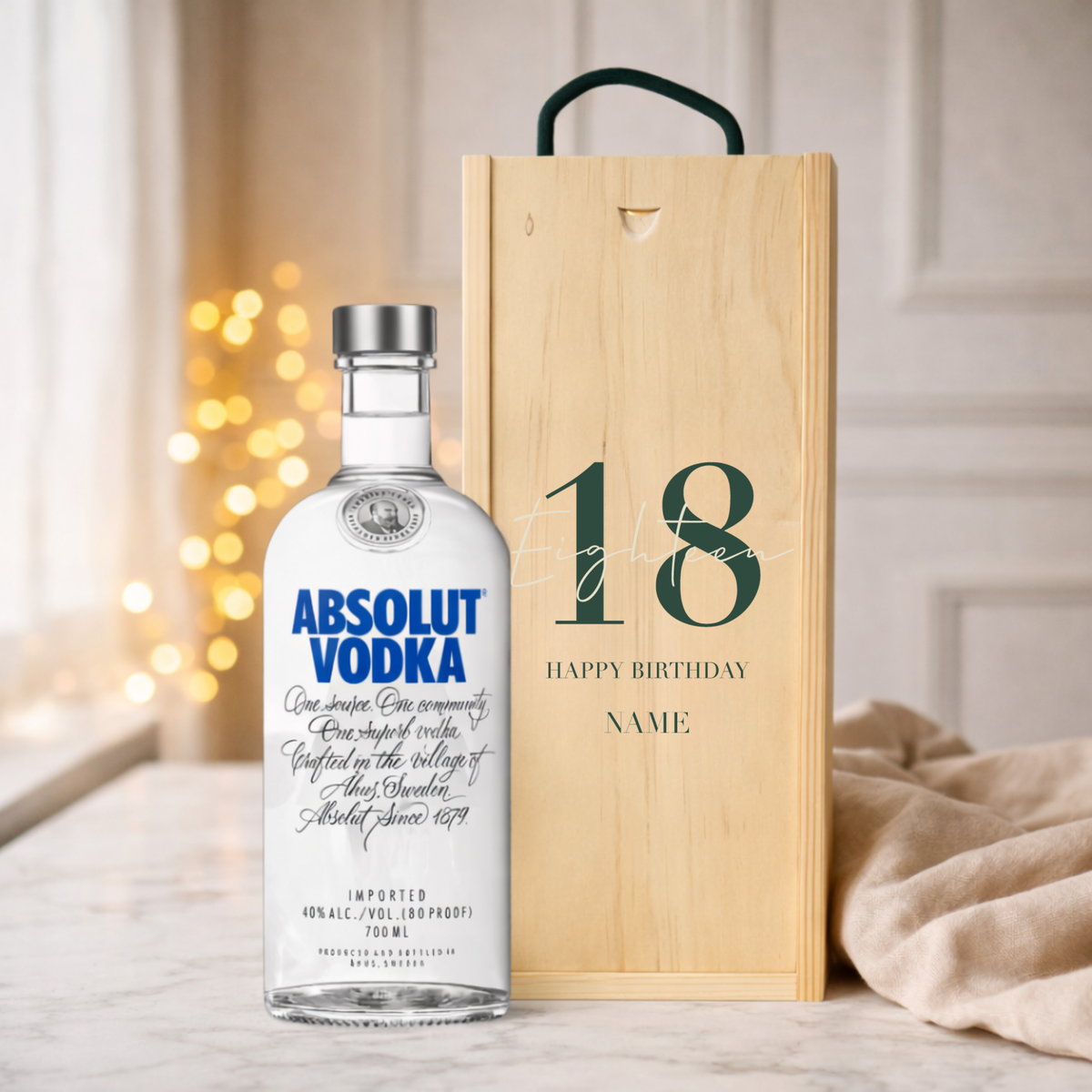 Personalised 18th Birthday Vodka Gift Set – with Personalised Lid
