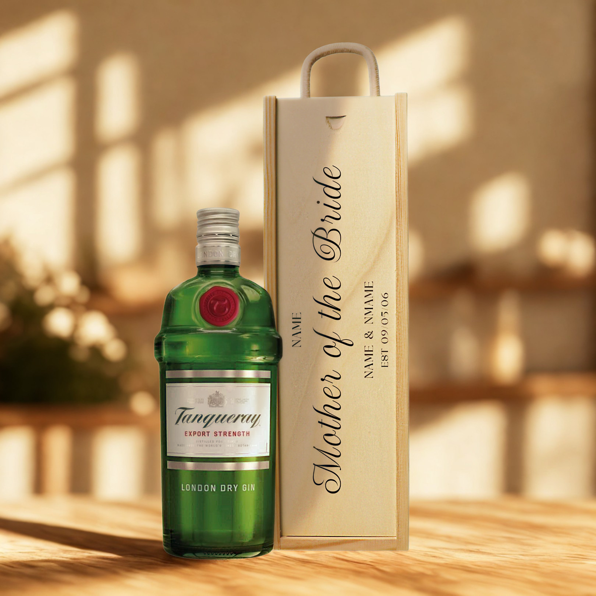 Personalised Mother of The Bride Gin Gift Set with Wooden Presentation Box
