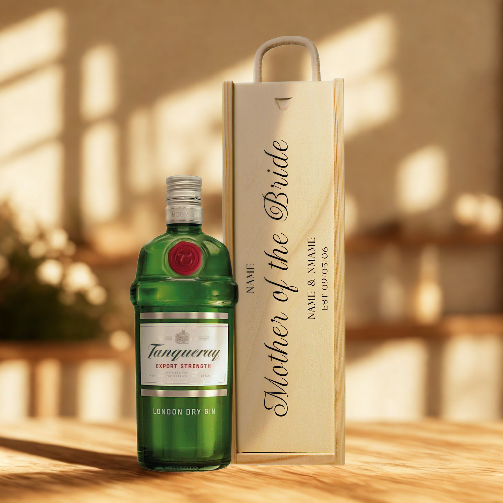 Personalised Mother of The Bride Gin Gift Set with Wooden Presentation Box
