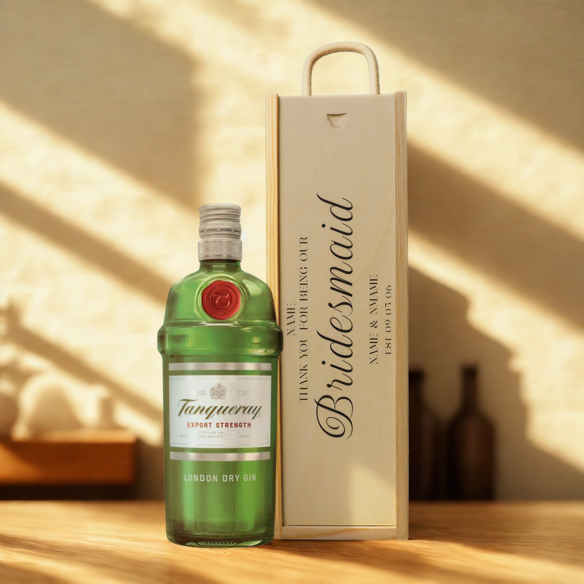 Personalised Bridesmaid Gin Gift Set with Wooden Presentation Box