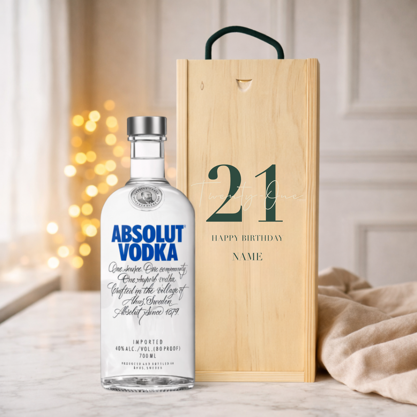 Personalised 21st Birthday Vodka Gift Set – 70cl with Personalised Lid