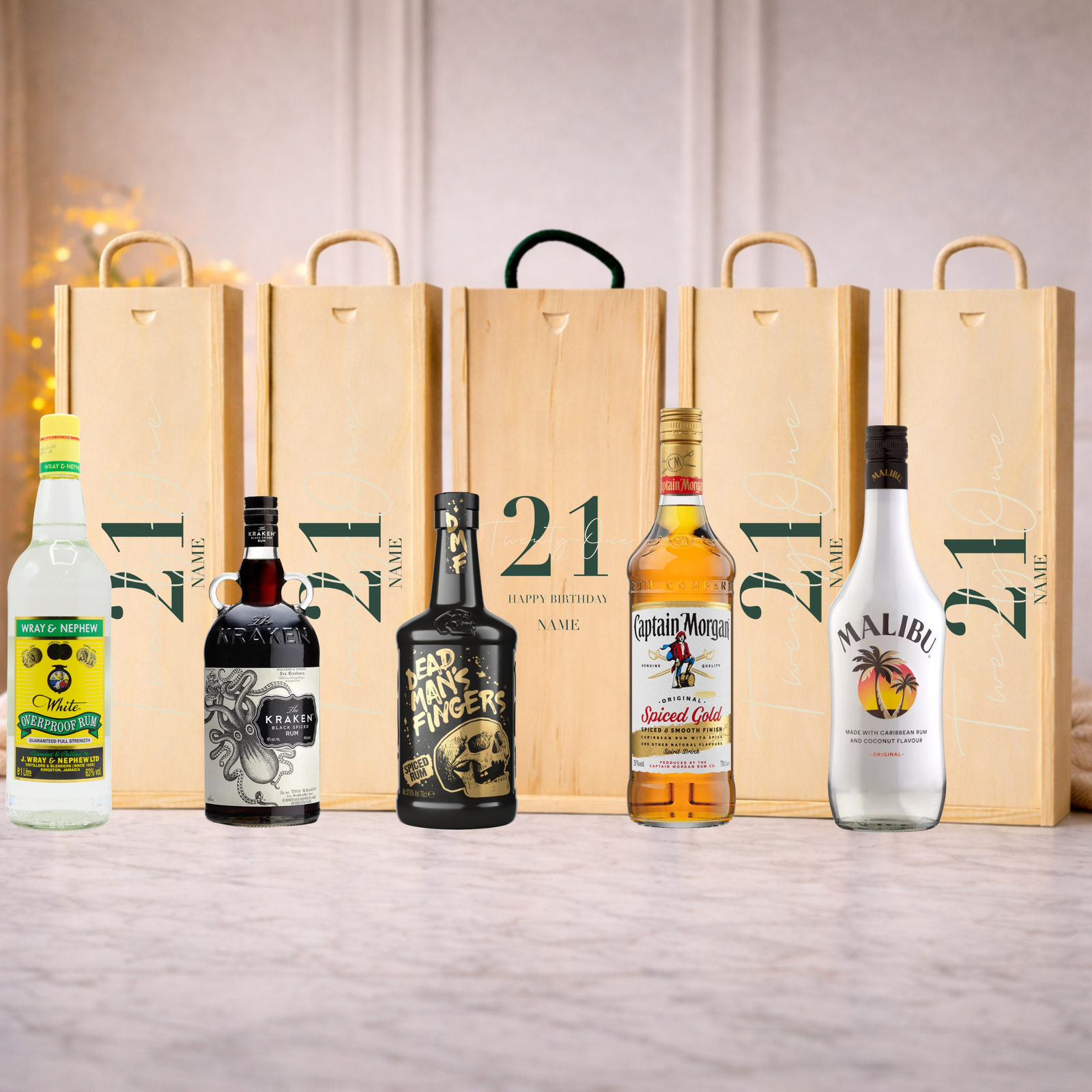 Personalised 21st Birthday Rum Gift Set – Rum with Personalised Lid