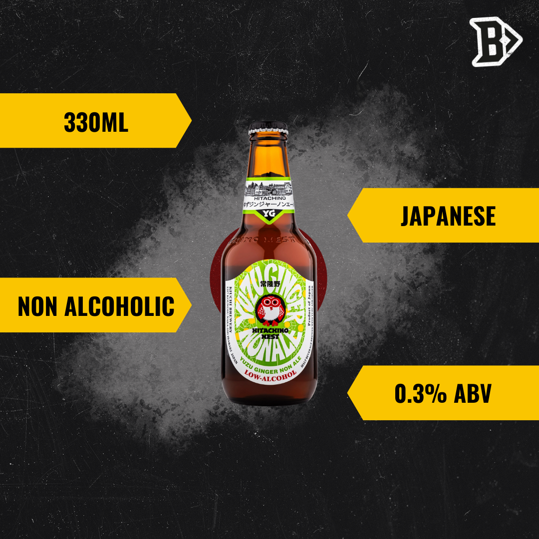 Hitachino Nest Yuzu &amp; Ginger Non-Alcoholic Ale 330ml Bottles - 0.3% ABV (12Pack)