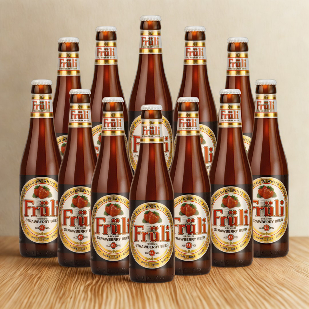 Fruli Strawberry Fruit Flavoured Red Belgian Beer 330ml Bottles – 4.1% ABV (Multipack)
