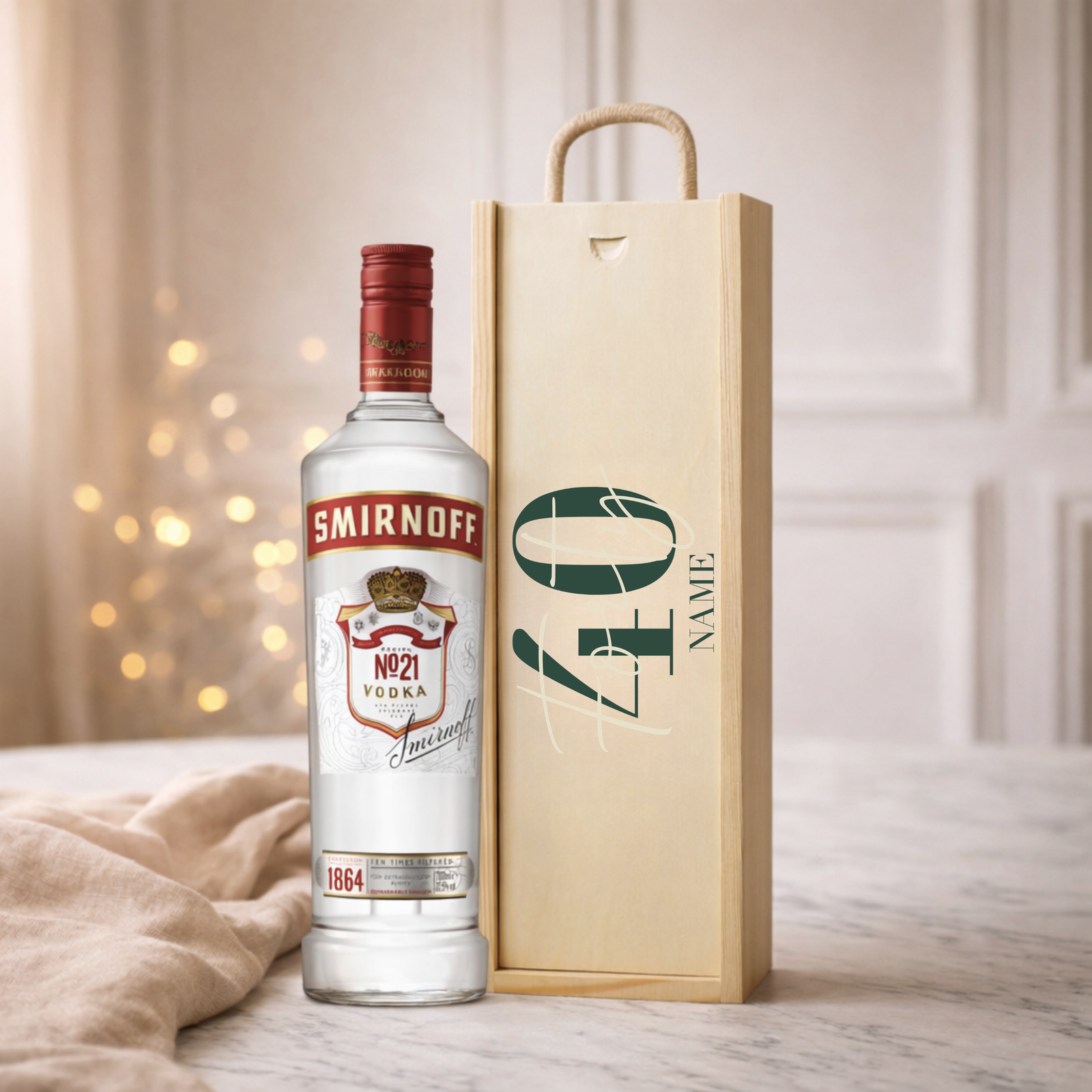 Personalised 40th Birthday Vodka Gift Set – 70cl with Personalised Lid