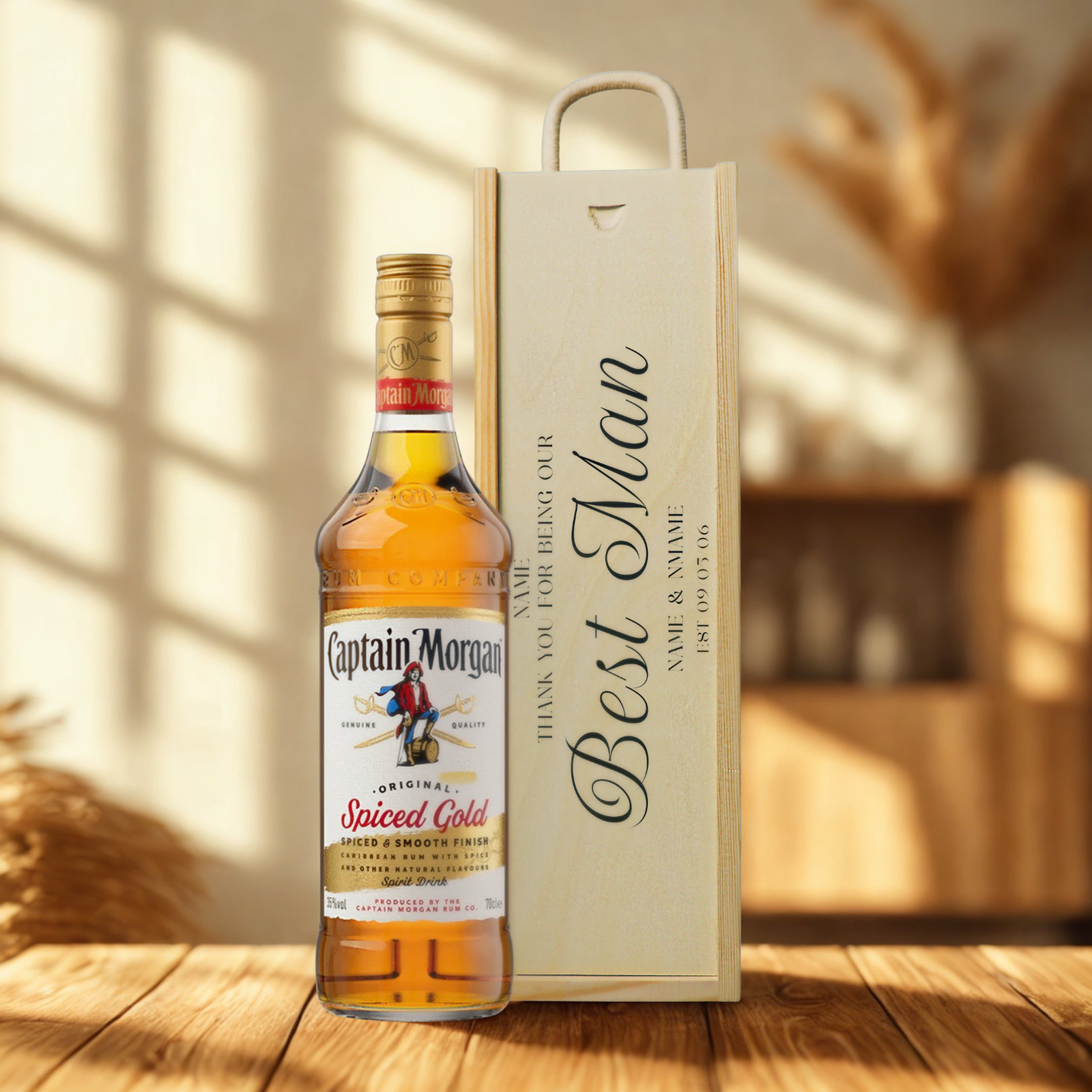 Personalised Best Man Rum Gift Set with Wooden Presentation Box