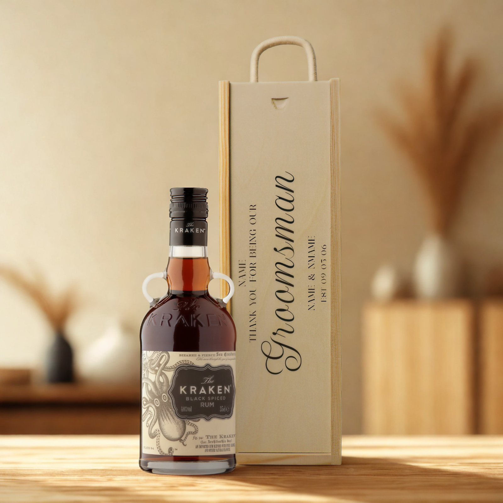 Personalised Groomsmen Rum Gift Set with Wooden Gift Box