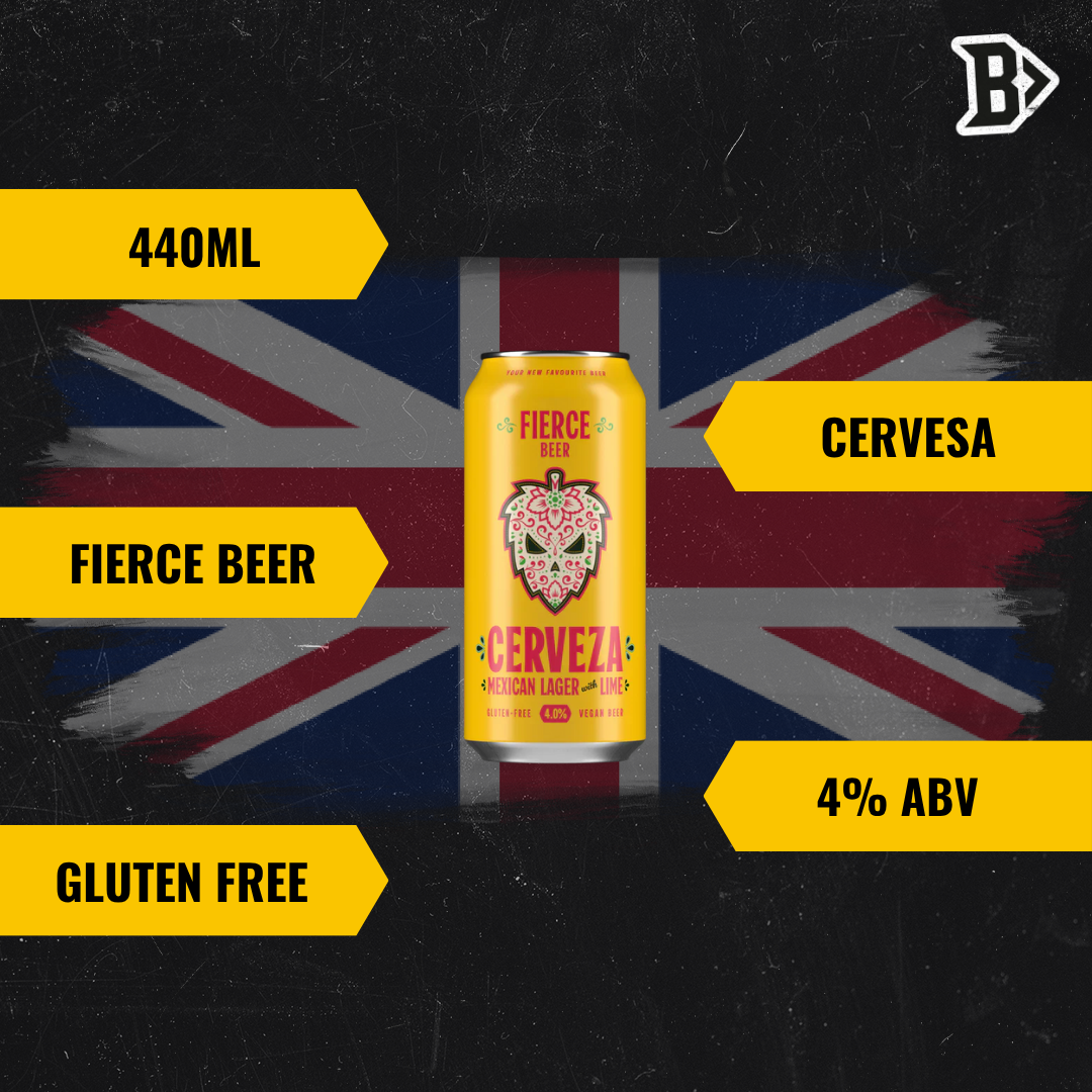 Fierce Beer Cervesa Gluten Free Mexican Style Lager 440ml Can - 4% ABV (8 Pack)