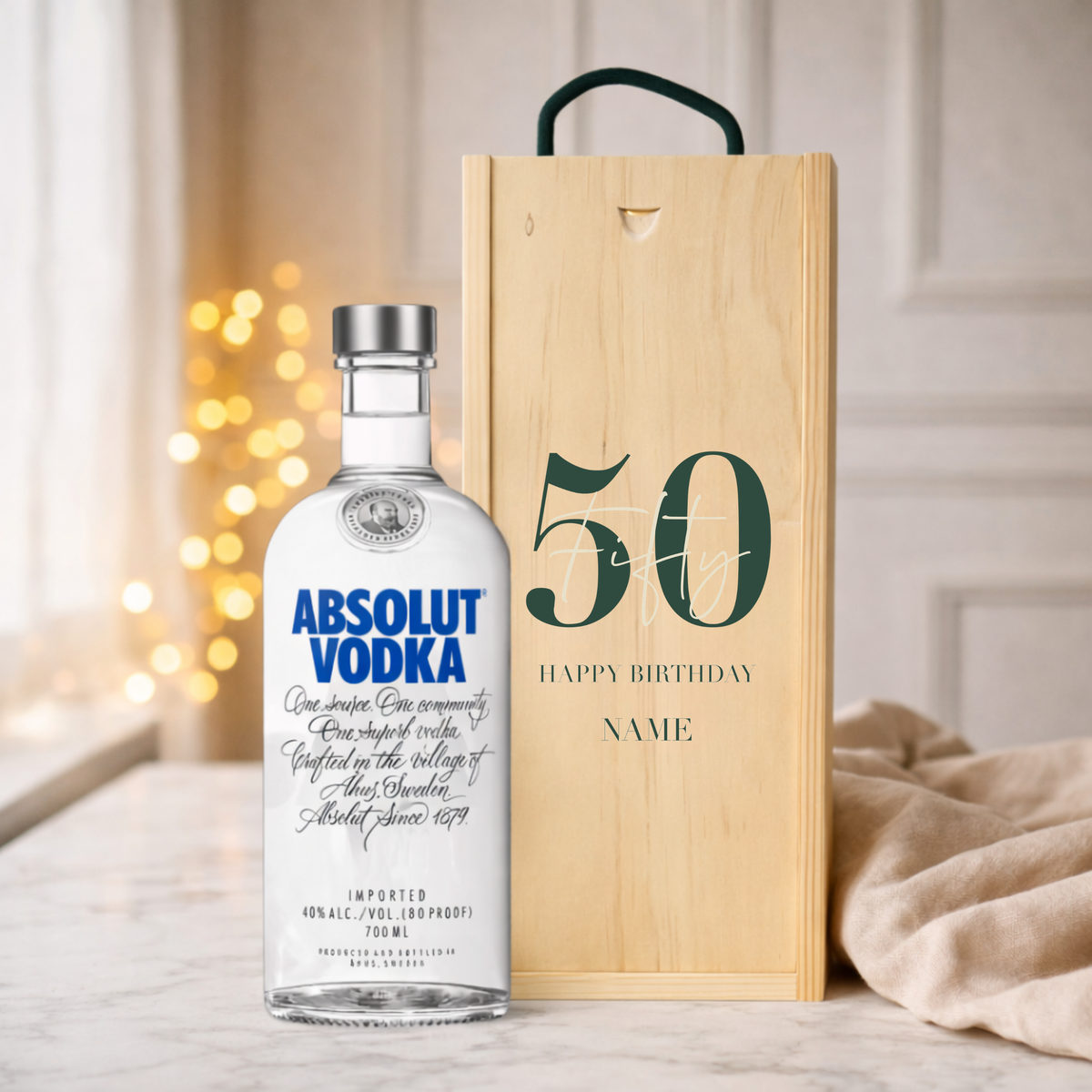 Personalised 50th Birthday Vodka Gift Set – 70cl with Personalised Lid