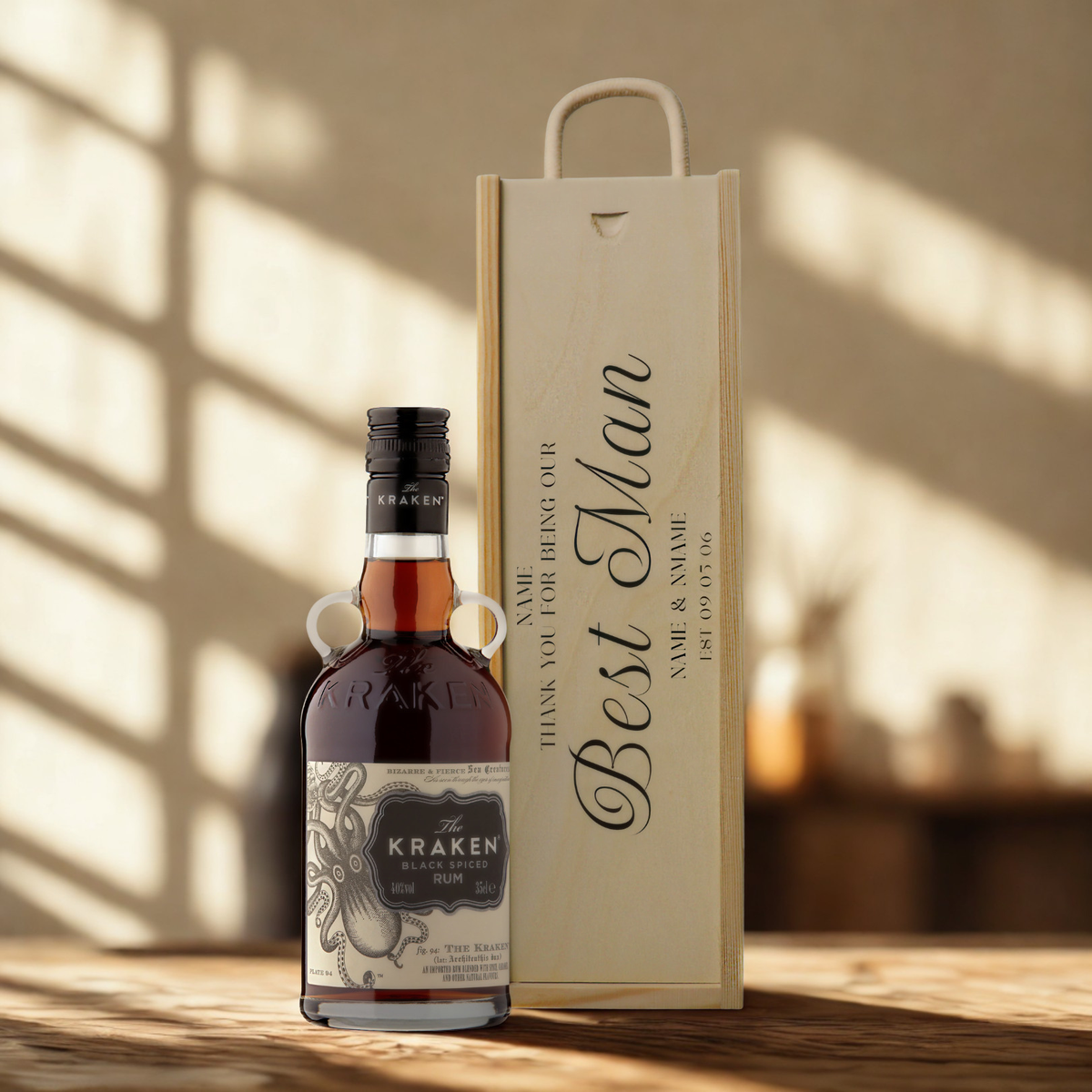 Personalised Best Man Rum Gift Set with Wooden Presentation Box