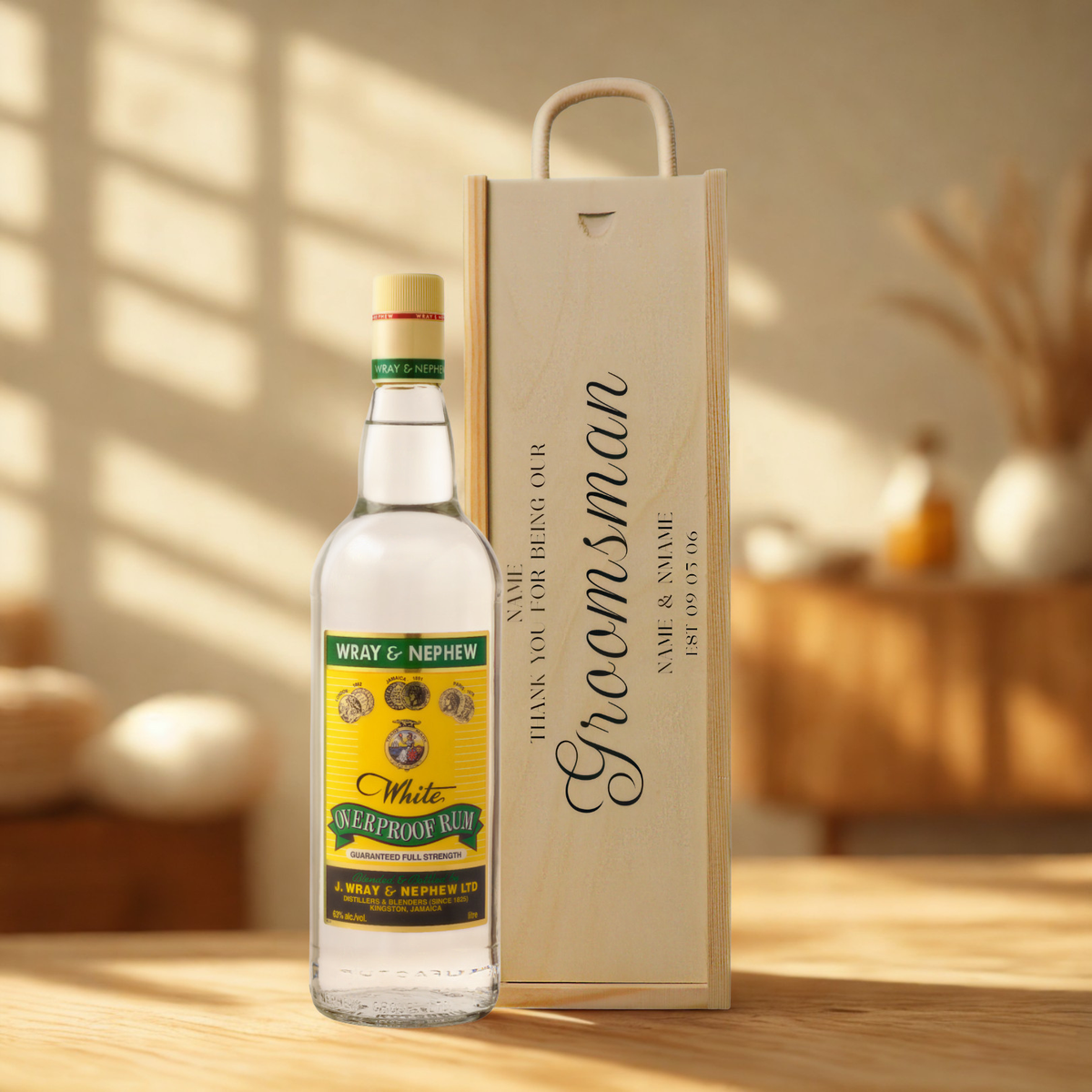 Personalised Groomsmen Rum Gift Set with Wooden Gift Box