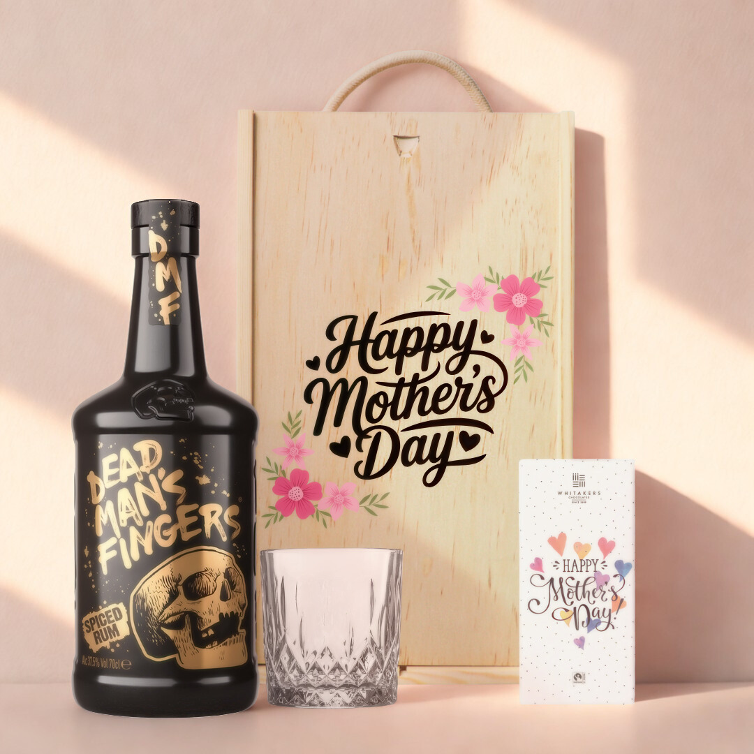 Mother’s Day Dead Man’s Spiced Rum Gift Set (70cl) with Glass &amp; Chocolate – Unique Mother’s Day Gift for Mum