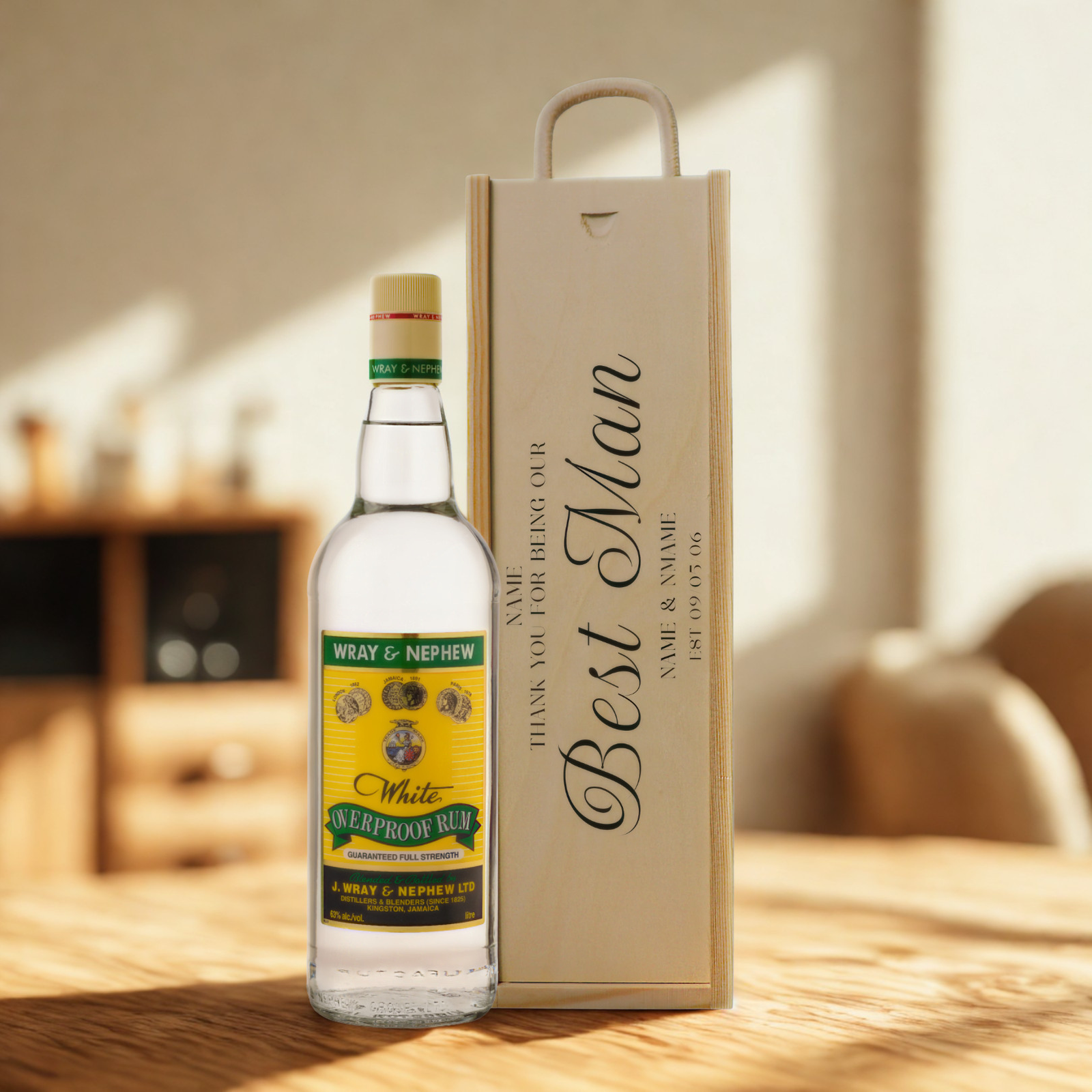 Personalised Best Man Rum Gift Set with Wooden Presentation Box