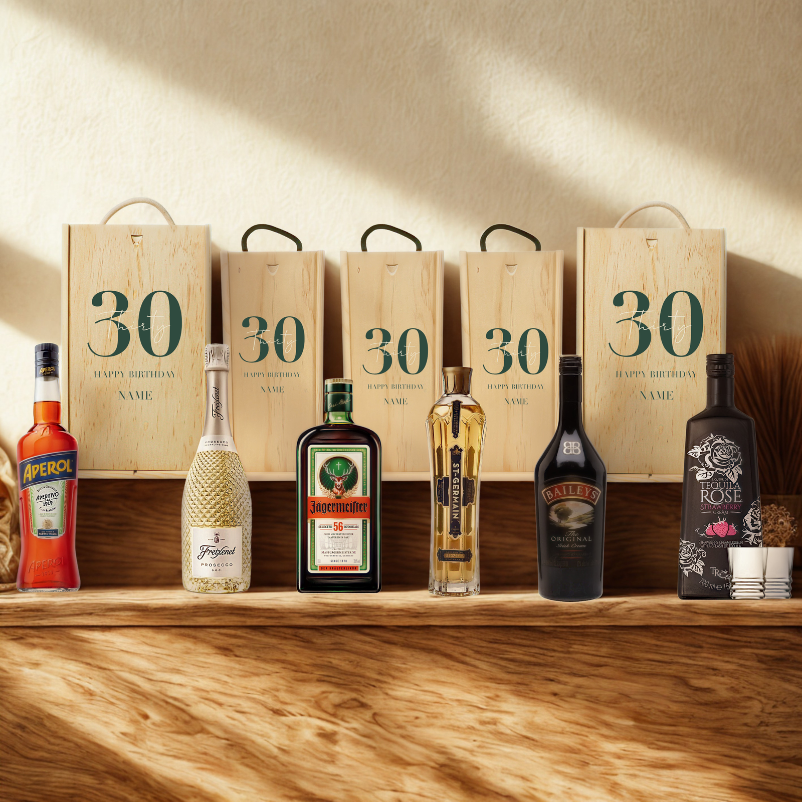 Personalised 30th Birthday Aperitif Gift Set – Premium Spirits Selection with Personalised Lid
