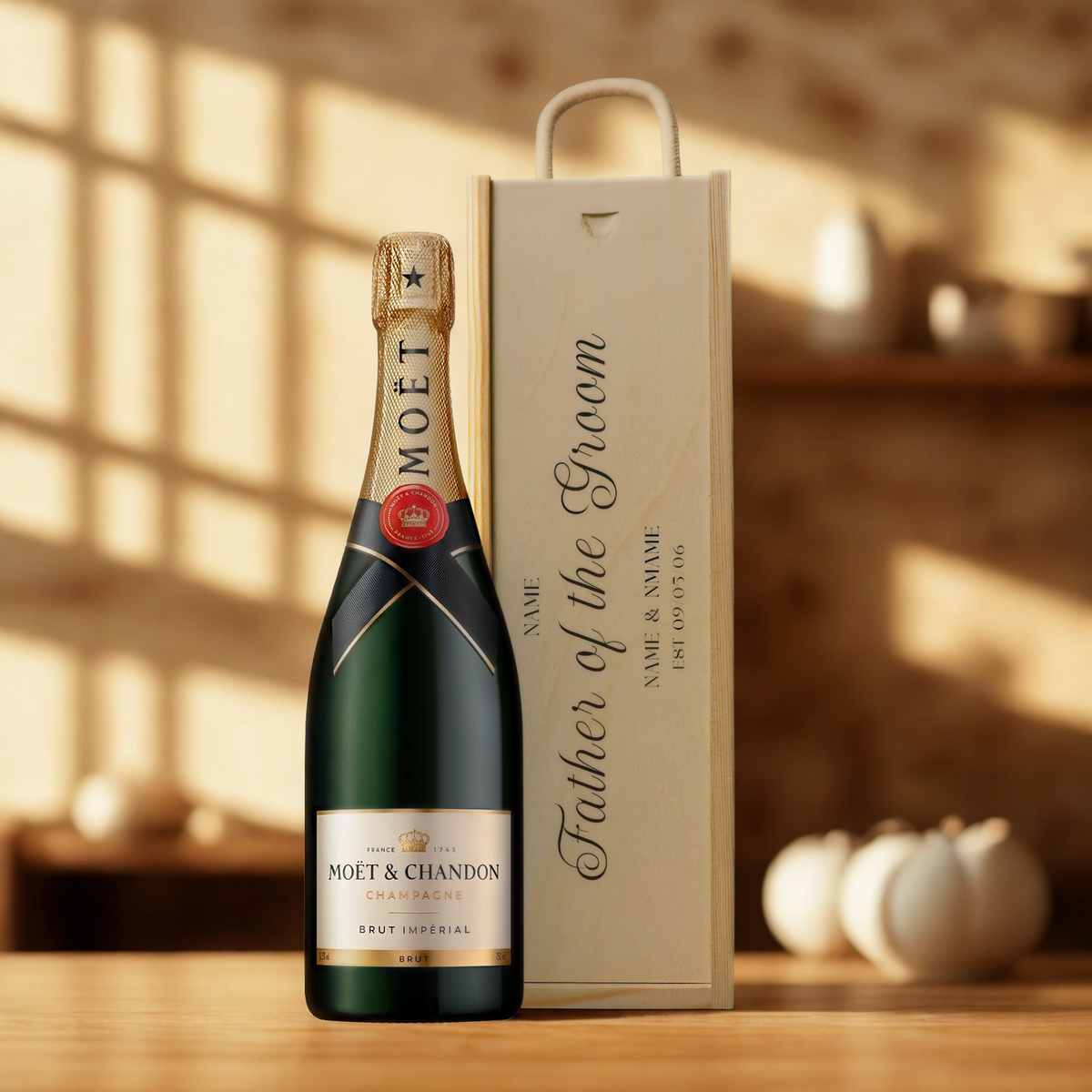 Personalised Father of the Groom Champagne & Sparkling Gift Set with Wooden Presentation Box