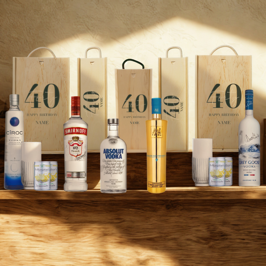 Personalised 40th Birthday Vodka Gift Set – 70cl with Personalised Lid