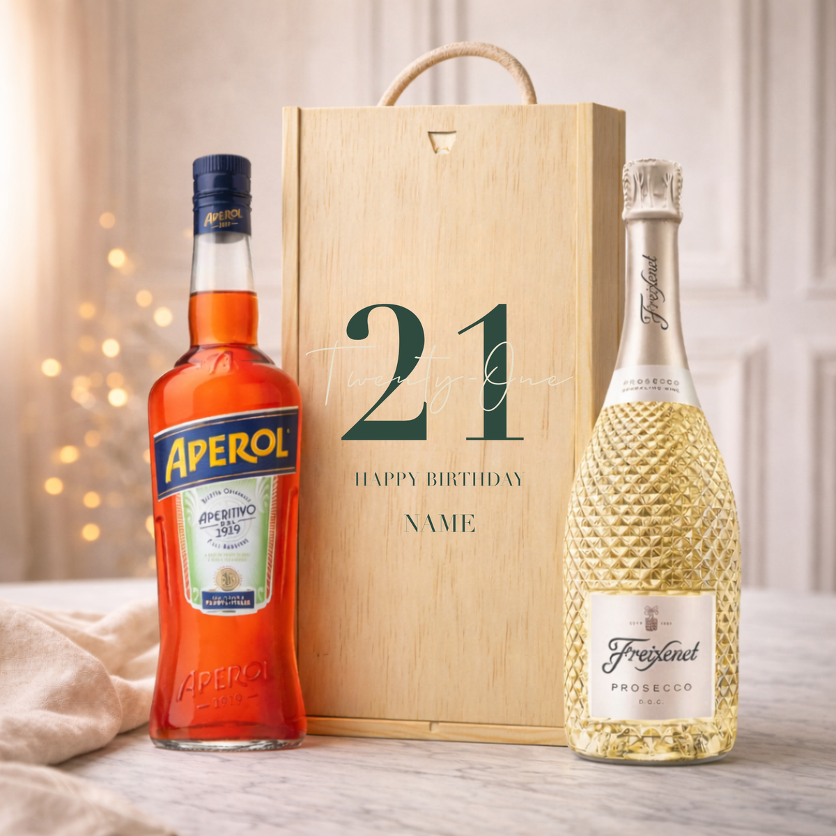Personalised 21st Birthday Aperitif Gift Set – Premium Spirits Selection with Personalised Lid