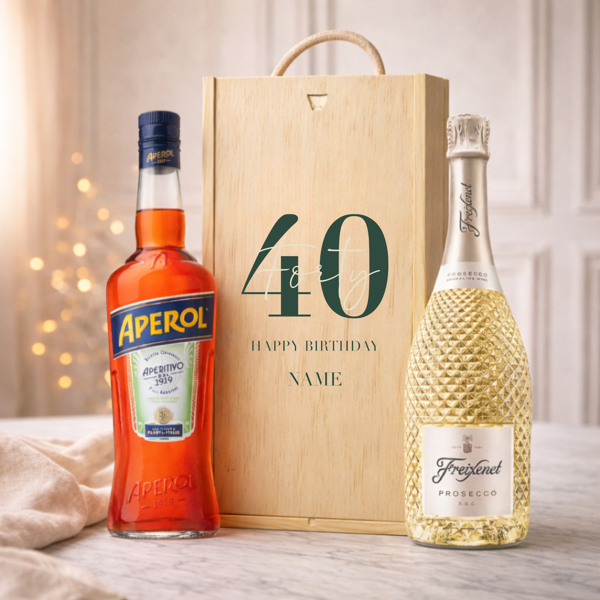 Personalised 40th Birthday Aperitif Gift Set – Premium Spirits Selection with Personalised Lid
