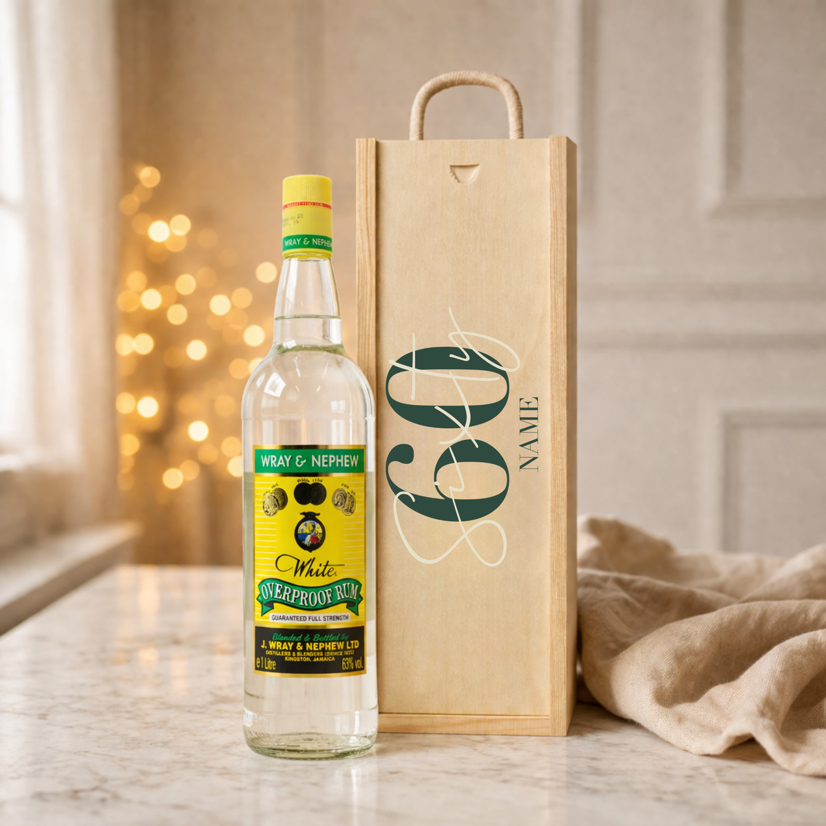 Personalised 60th Birthday Rum Gift Set – Rum with Personalised Lid
