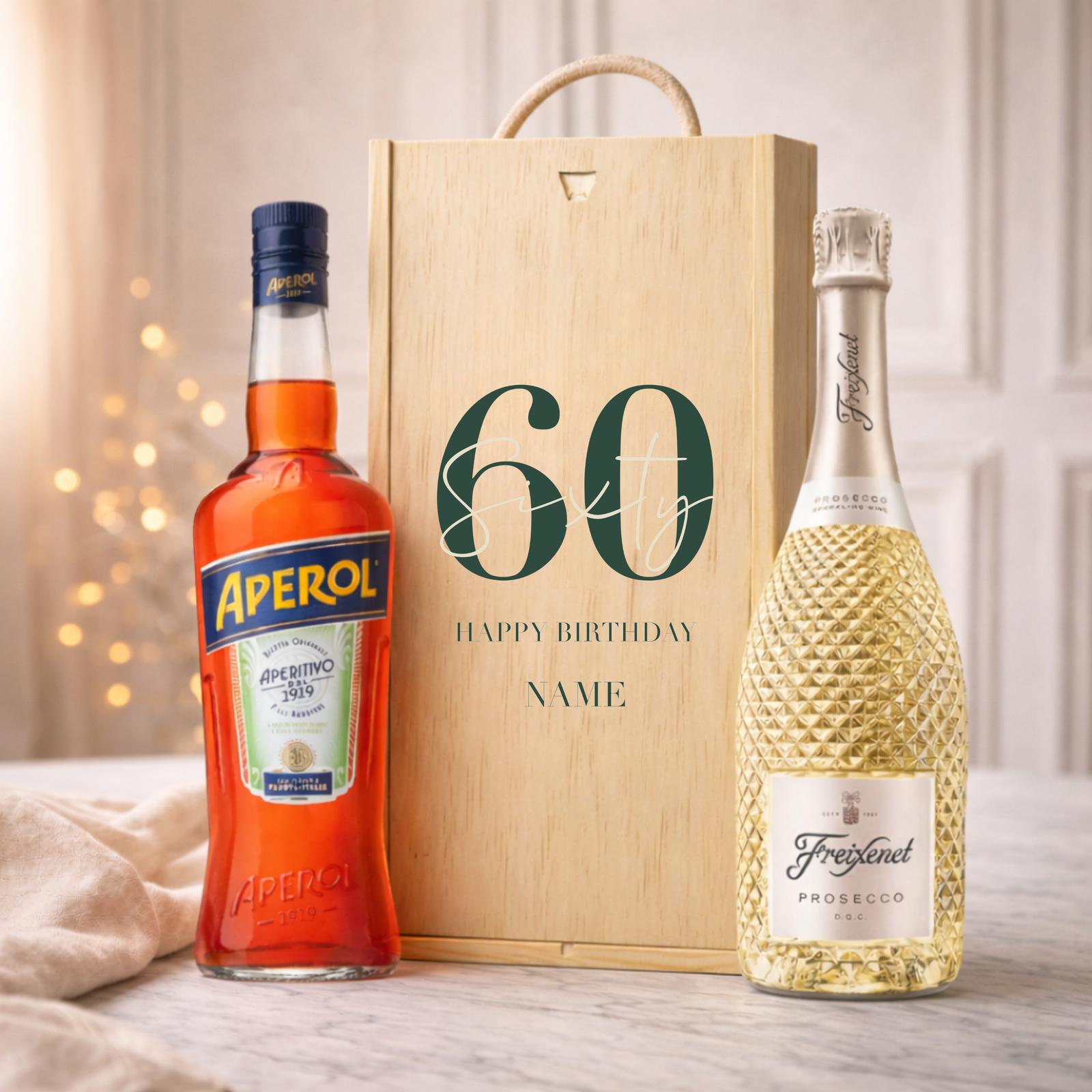 Personalised 60th Birthday Aperitif Gift Set – Premium Spirits Selection with Personalised Lid