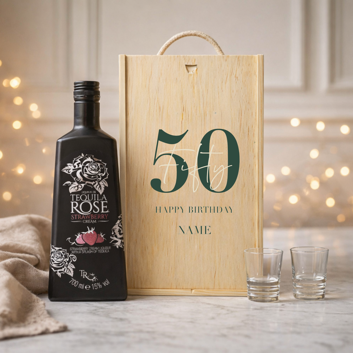 Personalised 50th Birthday Aperitif Gift Set – Premium Spirits Selection with Personalised Lid