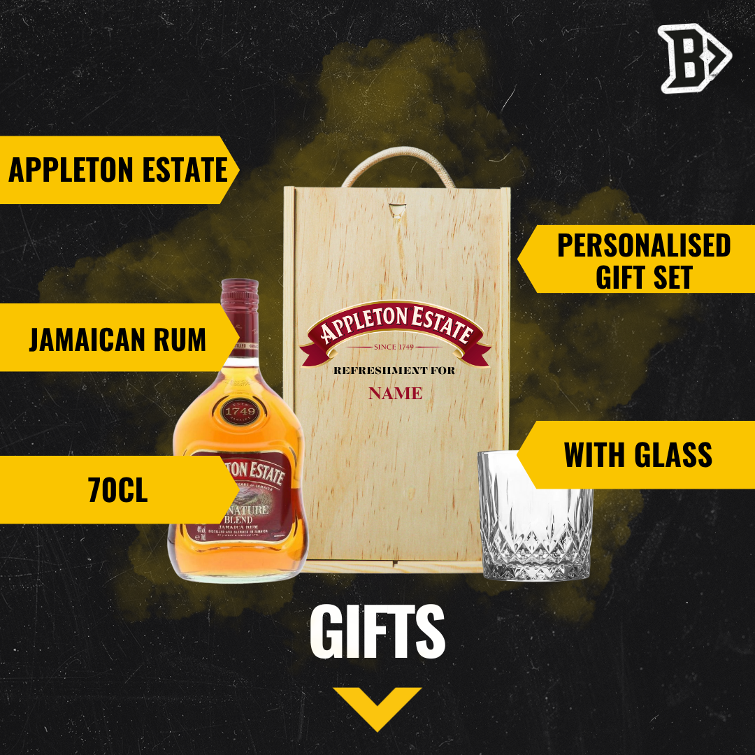 Personalised Appleton Estate Signature Jamaican Rum with Glass in Wooden Box Gift Set