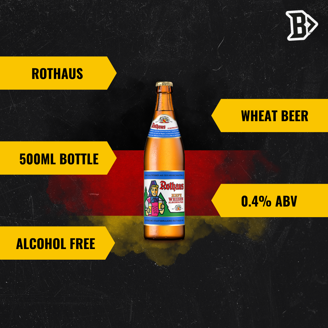 Rothaus German Alkoholfrei Wheat Beer Hefeweizen 500ml Bottles - 0.4% ABV (12 Pack)