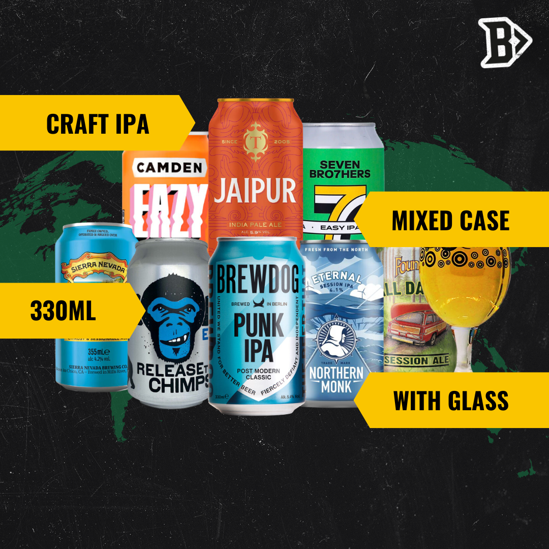 Craft IPA Mixed Beer Case with Branded Glass with Glass (8 Pack)