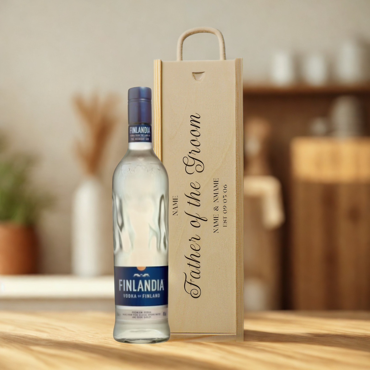 Personalised Father of the Groom Vodka Gift Set with Wooden Gift Box