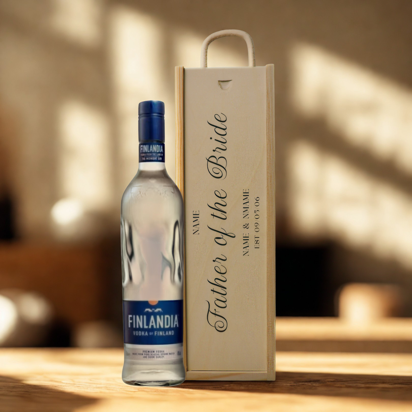 Personalised Father of the Bride Vodka Gift Set with Wooden Gift Box