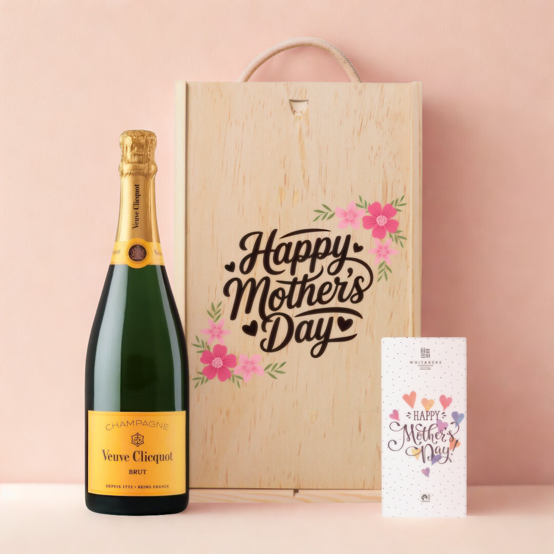Mother’s Day Veuve Clicquot Champagne Gift Set (75cl) with Chocolate – Luxury Mother’s Day Gift for Mum