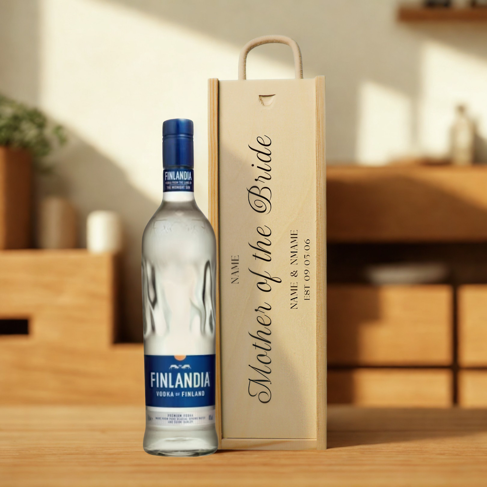 Personalised Mother of the Bride Vodka Gift Set with Wooden Gift Box