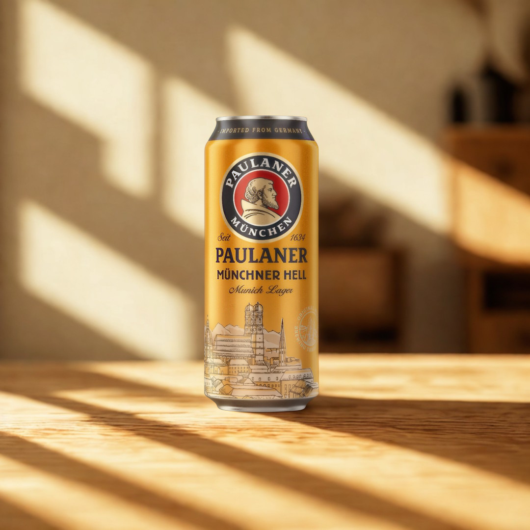 Paulaner Munchner Hell Premium German Lager 500ml Cans – 4.9% ABV (Multipack)