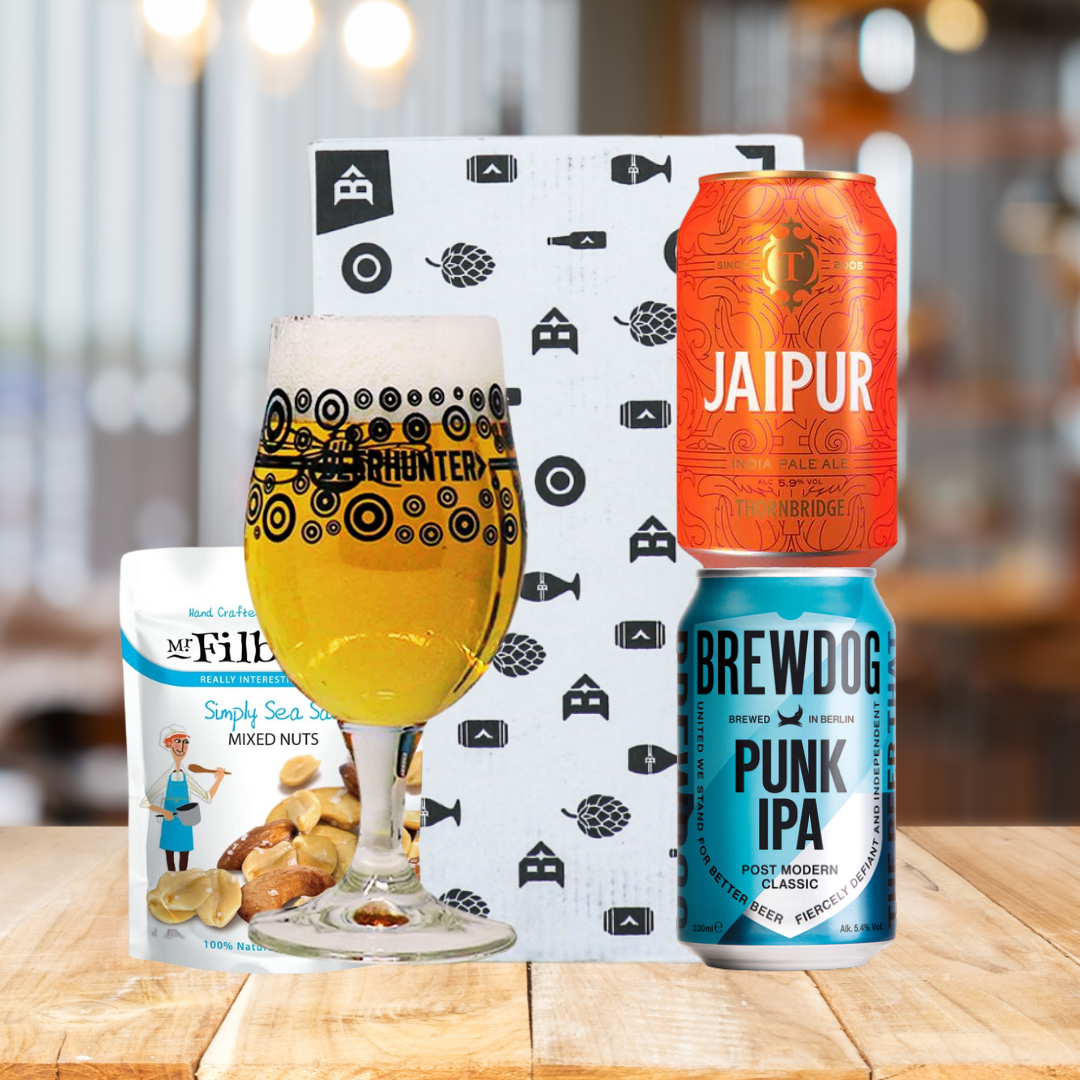 IPA Craft Beer 2 Can Gift Set with Beerhunter Glass (330ml Cans)