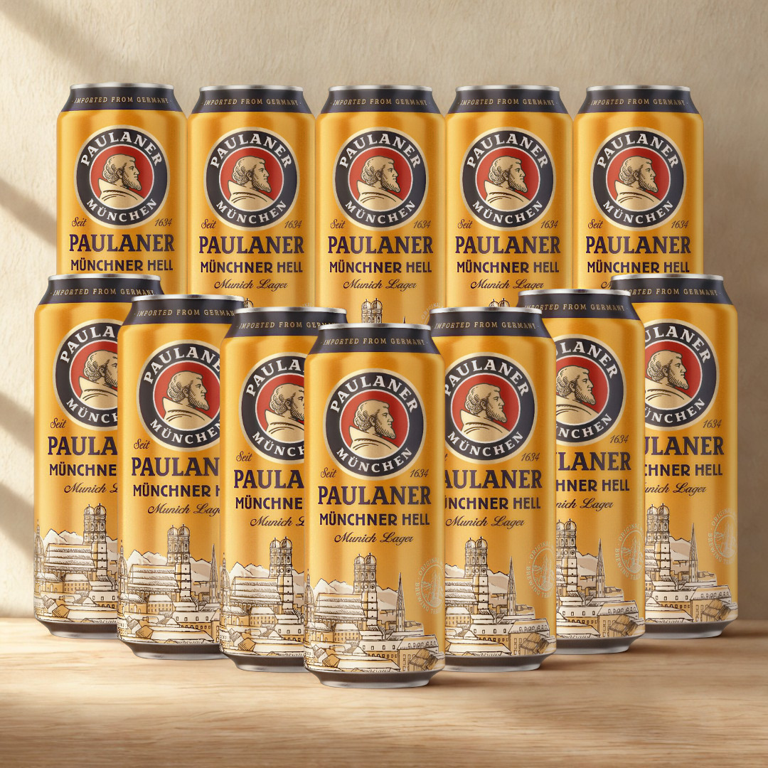 Paulaner Munchner Hell Premium German Lager 500ml Cans – 4.9% ABV (Multipack)