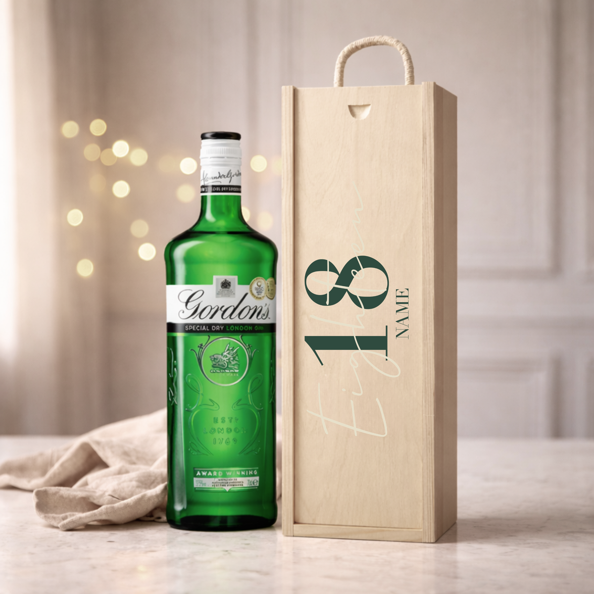 Personalised 18th Birthday Gin Gift Set – 70cl with Personalised Lid
