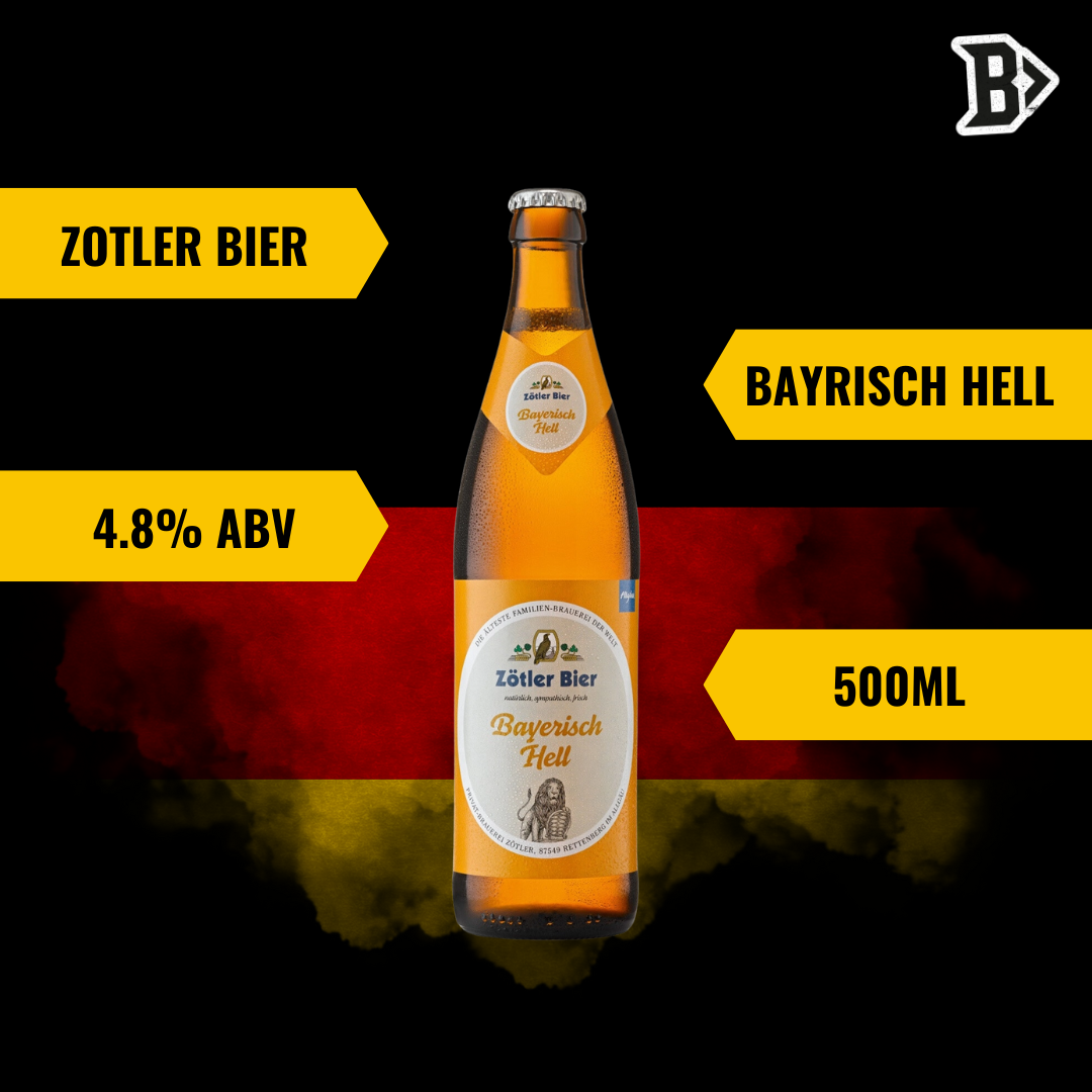 Zötler German Bayerisch Hell 500ml Bottles - 4.8% ABV (12 Pack)
