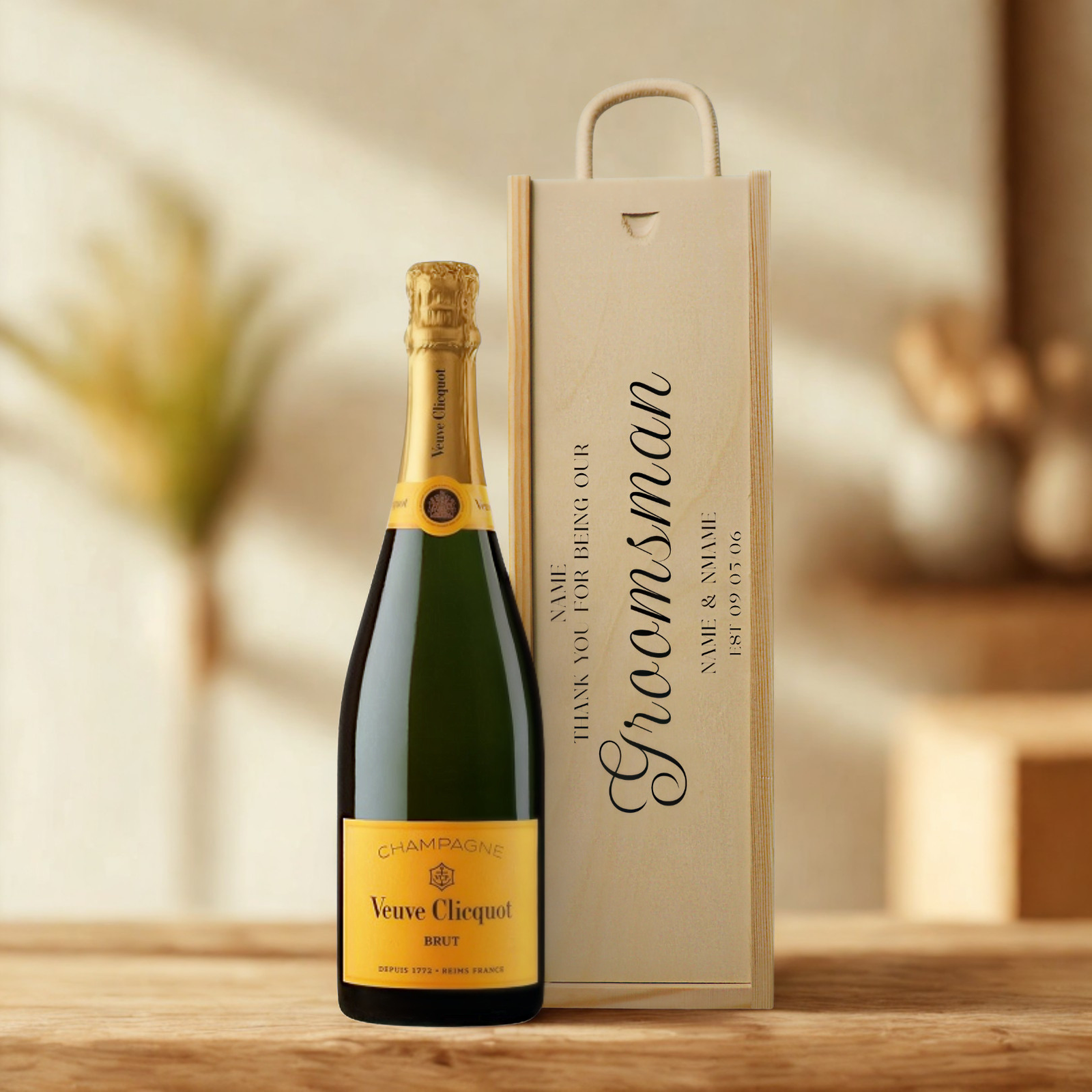 Personalised Groomsmen Champagne & Sparkling Gift Set with Wooden Presentation Box