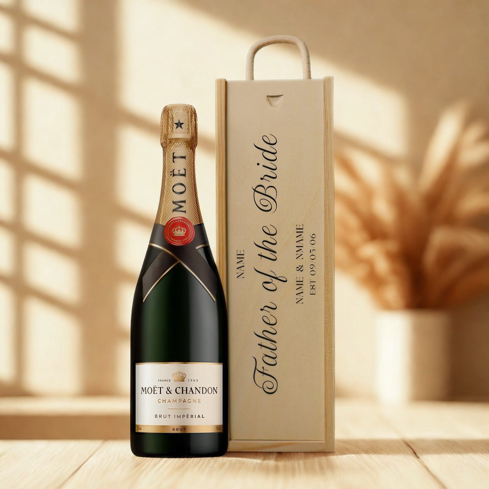 Personalised Father of the Bride Champagne & Sparkling Gift Set with Wooden Presentation Box