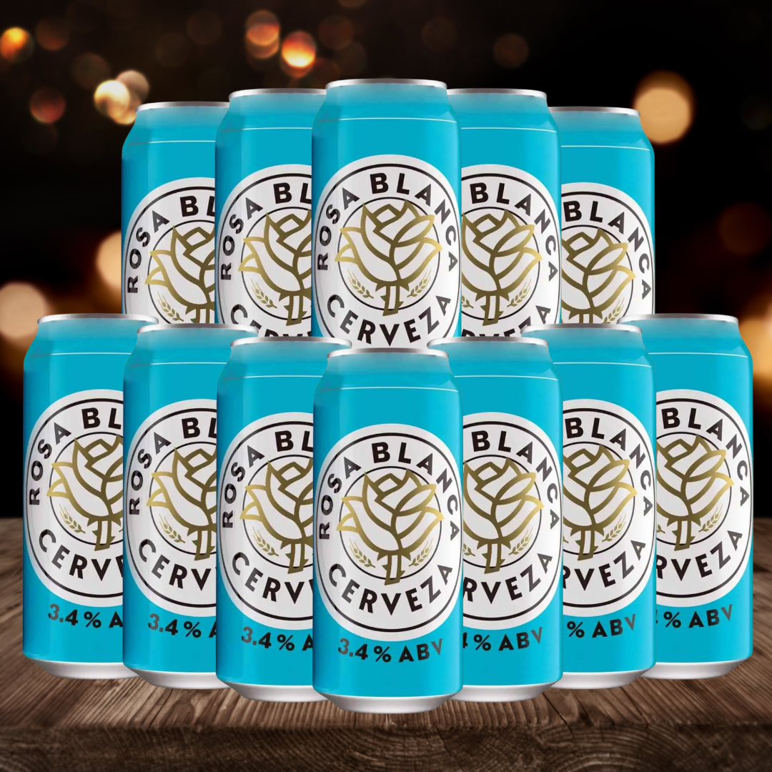 Rosa Blanca Cerveza 440ml Can – Light Spanish Lager 3.4% ABV (12 Pack)