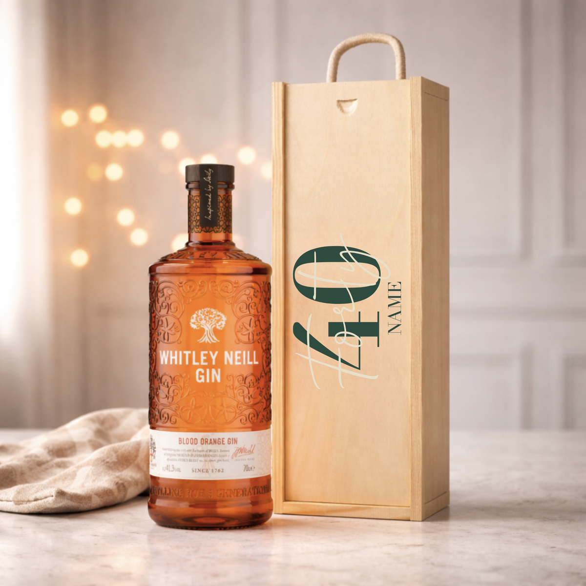 Personalised 40th Birthday Gin Gift Set – 70cl with Personalised Lid