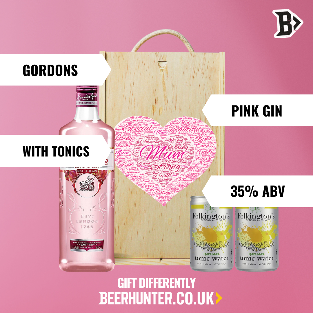 Mum Gordon&#39;s Pink Gin Gift Set with Folkington&#39;s Tonics (70cl)