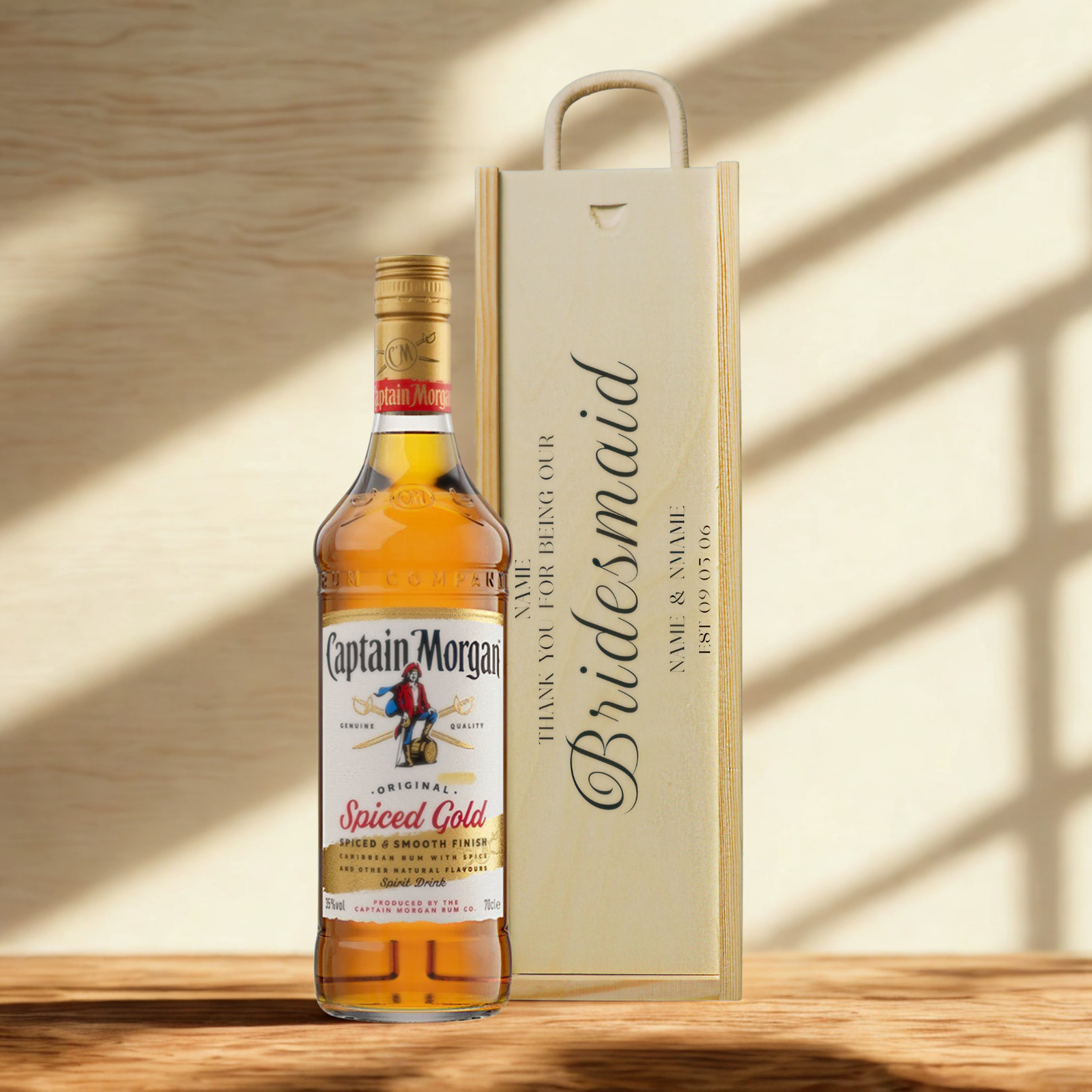 Personalised Bridesmiad Rum Gift Set with Wooden Presentation Box
