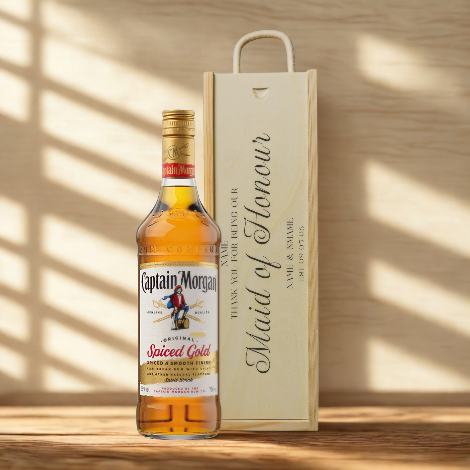 Personalised Maid of Honour Rum Gift Set with Wooden Presentation Box